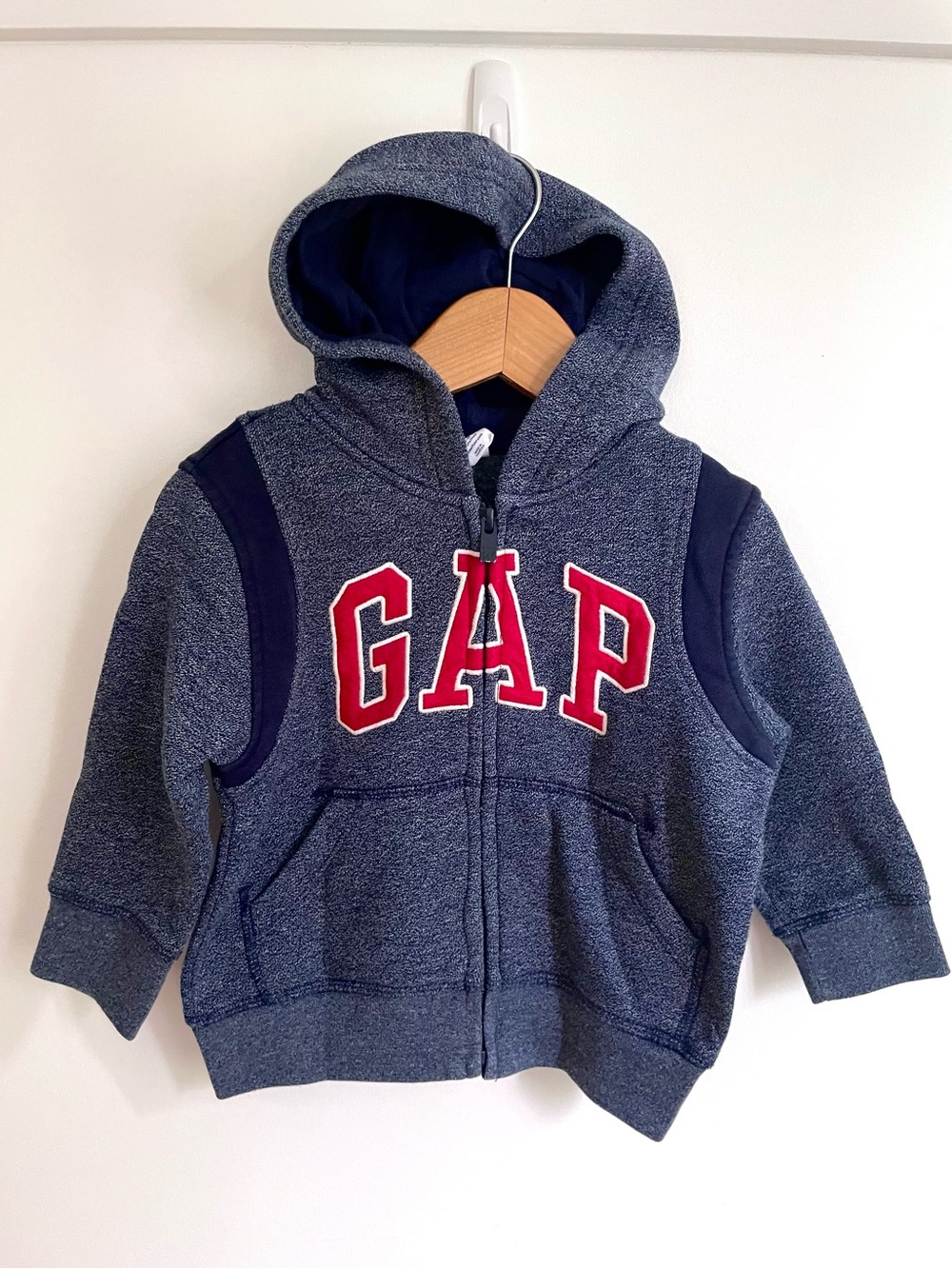 5/$30💥Gap Like New Full Zip-Up Hoodie Sweatshirt, Two-Tone, Navy & Red Logo